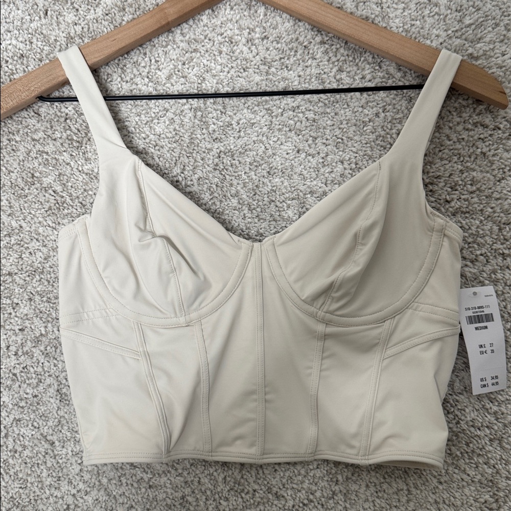 NWT Hollister nylon off white corset crop‎ top - Medium